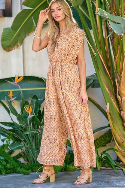 Printed V-Neck Sleeveless Jumpsuit - Shop Style & More | Fresh Looks, Everyday Deals & Free Shipping