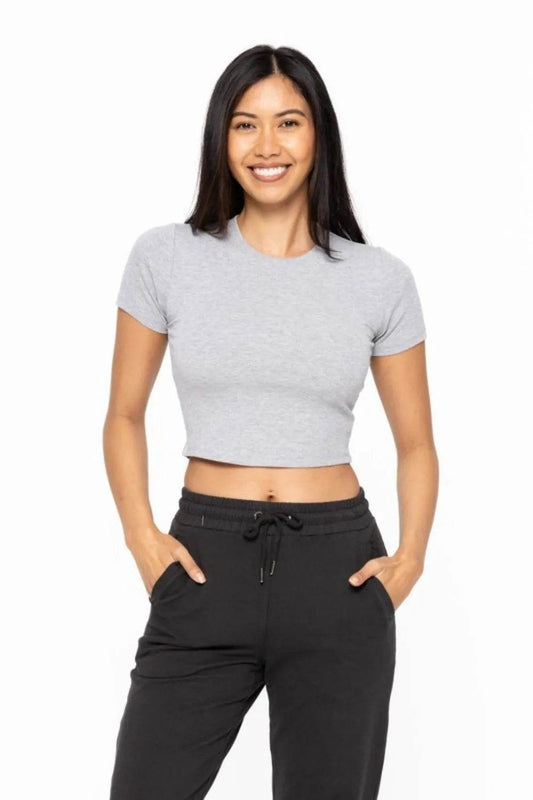 MONO B Essential Micro-ribbed Cropped Athleisure Tee - Shop Style & More | Fresh Looks, Everyday Deals & Free Shipping