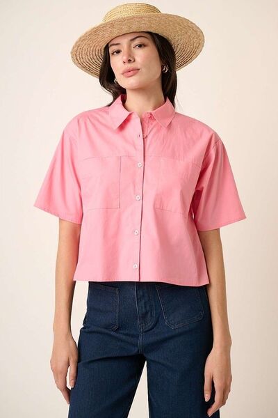 Mittoshop Button Down Short Sleeve Shirt Blouses