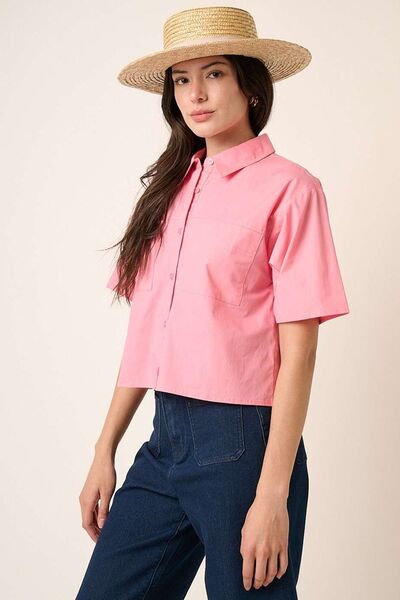 Mittoshop Button Down Short Sleeve Shirt Blouses