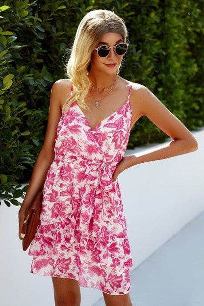 V Neck Ruffle Hem Swiss Dot Self Tie Cami Dress - Shop Style & More | Fresh Looks, Everyday Deals & Free Shipping