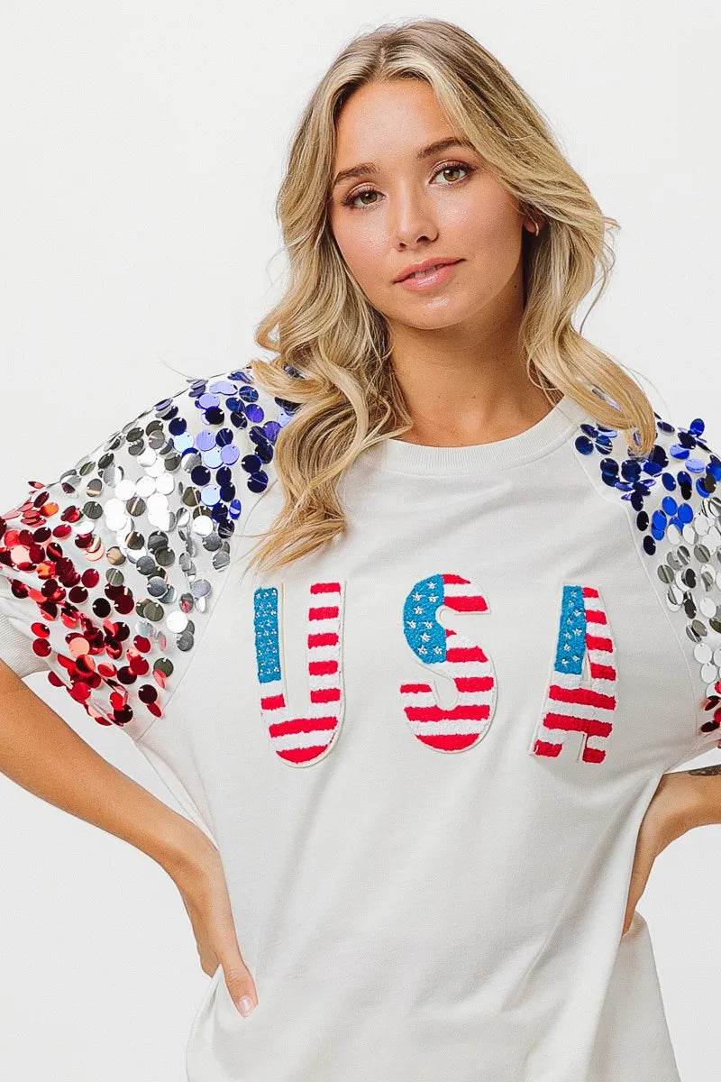 BiBi American Flag Theme Sequin Top - Shop Style & More | Fresh Looks, Everyday Deals & Free Shipping