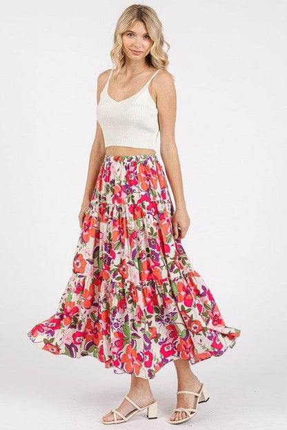 Mittoshop Flower Print Elastic Waist Tiered Skirt - Shop Style & More | Fresh Looks, Everyday Deals & Free Shipping