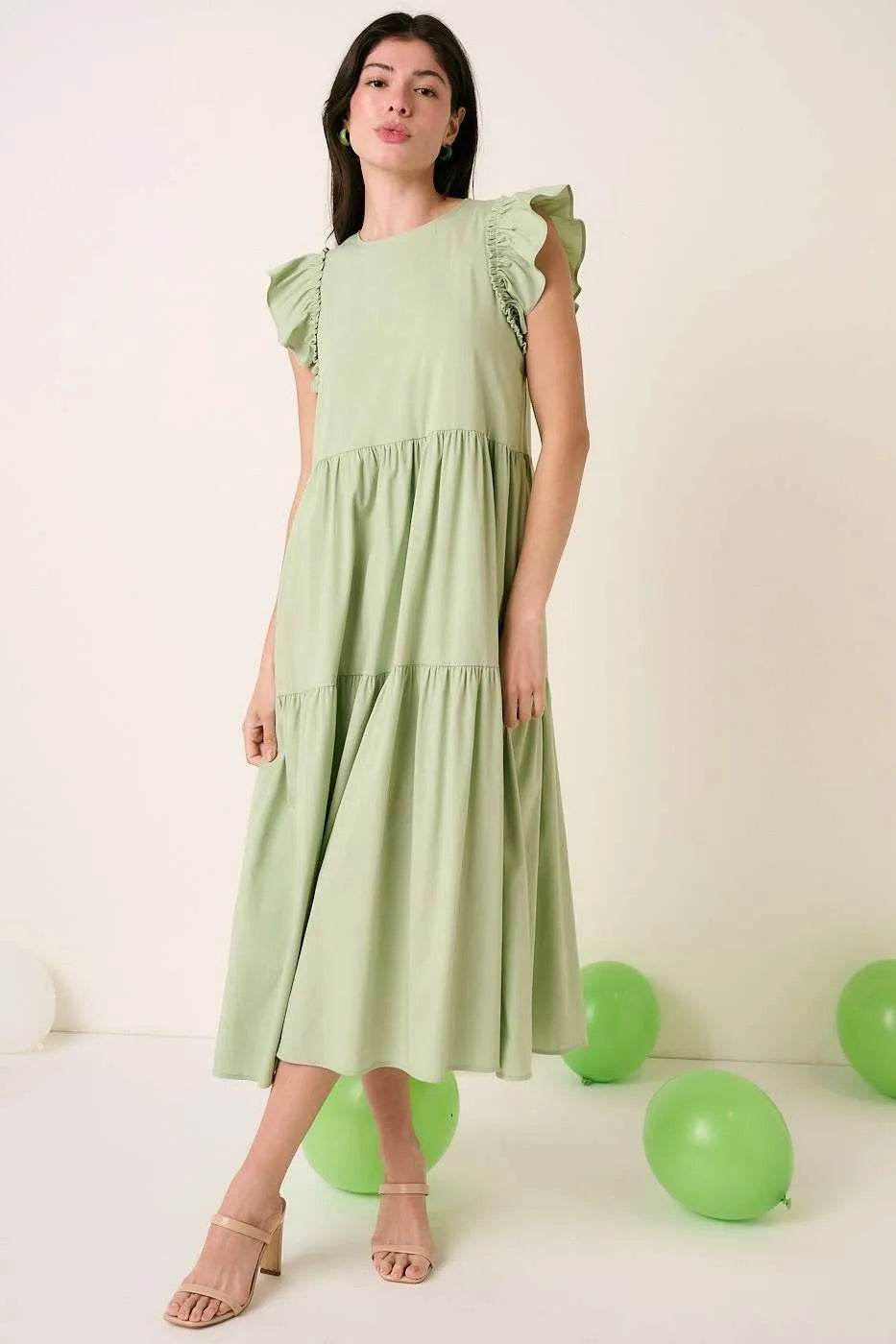 Mittoshop Ruffle Short Sleeve Tiered Maxi Dress - Shop Style & More | Fresh Looks, Everyday Deals & Free Shipping