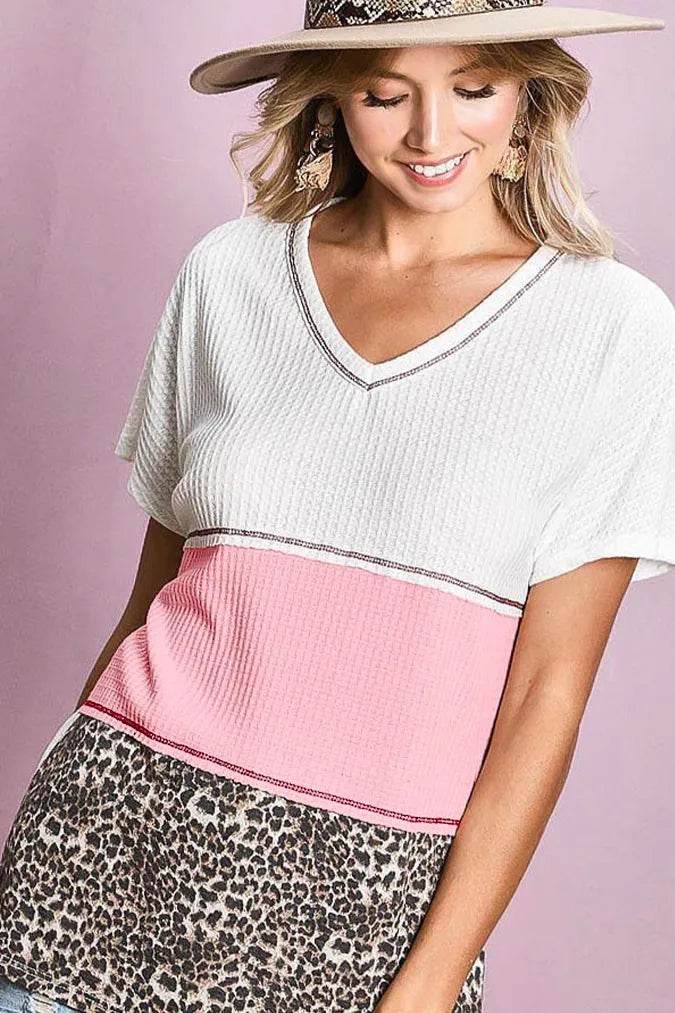 BiBi Colr Block Waffle Knit Top - Shop Style & More | Fresh Looks, Everyday Deals & Free Shipping