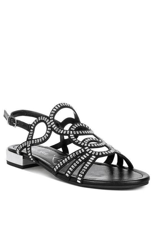 Jisters Cut Out Detail Rhinestone Flat Sandals - Shop Style & More | Fresh Looks, Everyday Deals & Free Shipping