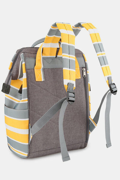 Himawari Striped Waterproof Nylon Backpack Bag with Side Pockets Bags