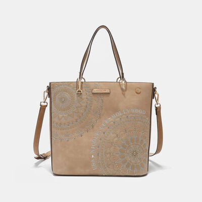 Nicole Lee USA Metallic Stitching Embroidery Inlaid Rhinestone Tote Bag Bags