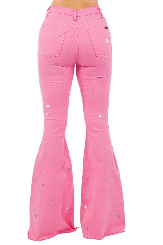 Vegas Glam Bell Bottom Pink- Inseam 30 - Shop Style & More | Fresh Looks, Everyday Deals & Free Shipping