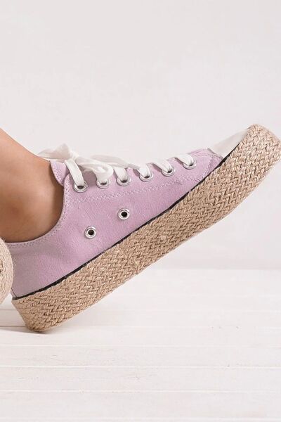 Beast Fashion Lace Up Woven Espadrille Sole Sneakers Sneakers