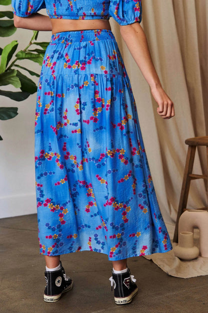 Davi & Dani Printed Smocking Waistband Ruffled Maxi Skirt - Shop Style & More | Fresh Looks, Everyday Deals & Free Shipping