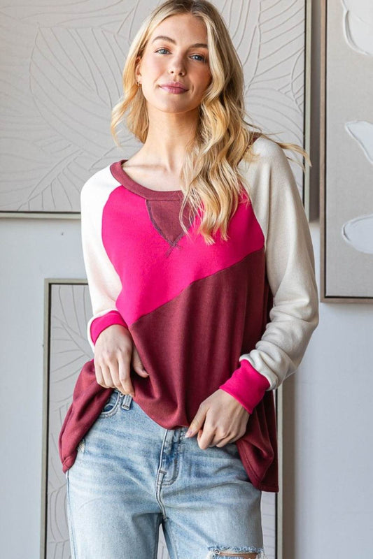HOPELY Color Block Long Sleeve T-Shirt - Shop Style & More | Fresh Looks, Everyday Deals & Free Shipping