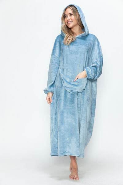 Double Take Full Size Pocketed Hooded Midi Lounge Dress - Shop Style & More | Fresh Looks, Everyday Deals & Free Shipping