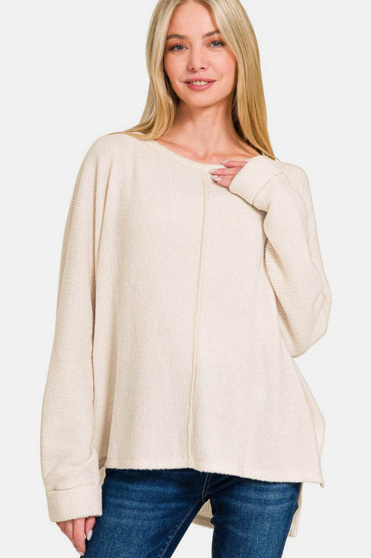 Zenana High-Low Side Slit Round Neck T-Shirt - Shop Style & More | Fresh Looks, Everyday Deals & Free Shipping