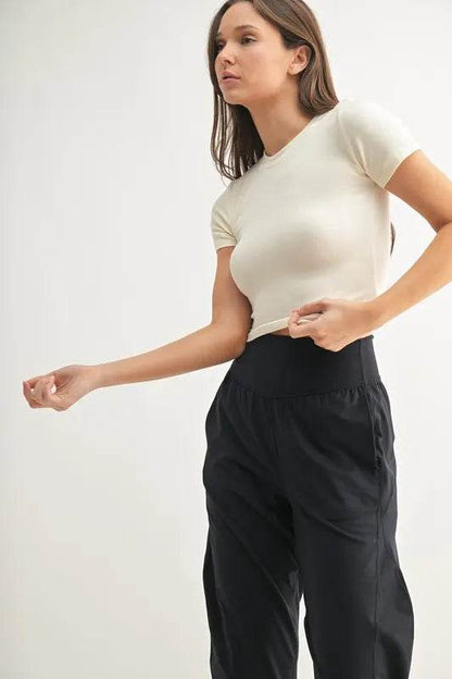 MONO B Essential Micro-ribbed Cropped Athleisure Tee - Shop Style & More | Fresh Looks, Everyday Deals & Free Shipping