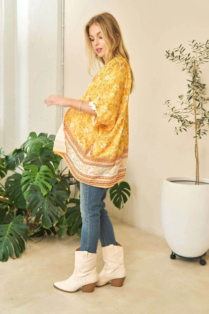 Davi & Dani Floral Printed Short Sleeve Loose Fit Kimono Cover Up - Shop Style & More | Fresh Looks, Everyday Deals & Free Shipping