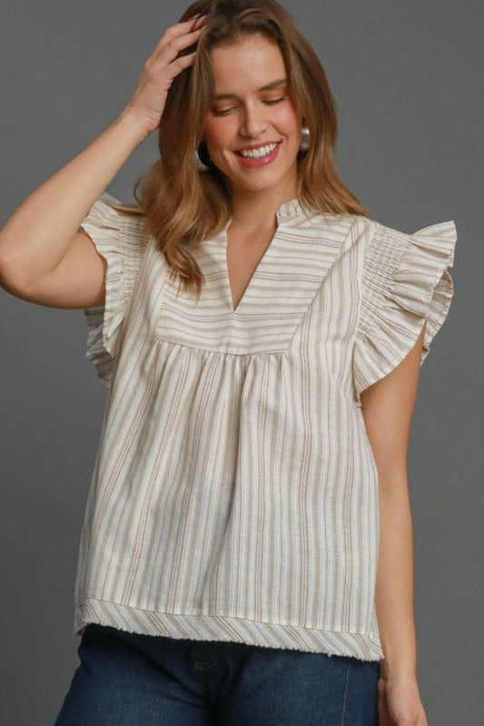 Umgee Full Size Striped Babydoll Top Plus Size - Shop Style & More | Fresh Looks, Everyday Deals & Free Shipping