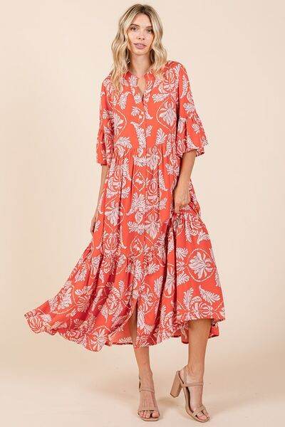 Mittoshop Abstract Leaf Print Tiered Ruffle Dress - Shop Style & More | Fresh Looks, Everyday Deals & Free Shipping