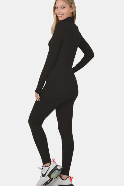 Zenana Full Size Turtleneck Top and Leggings Lounge Set Lounge Set