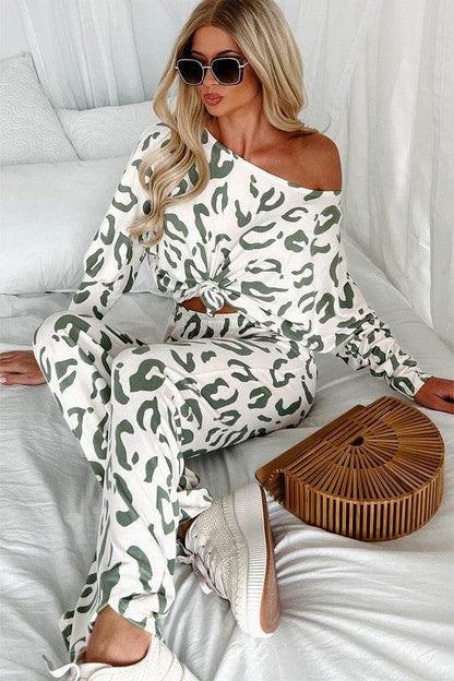 Leopard Animal Print Long Sleeve Loungewear Set - Shop Style & More | Fresh Looks, Everyday Deals & Free Shipping