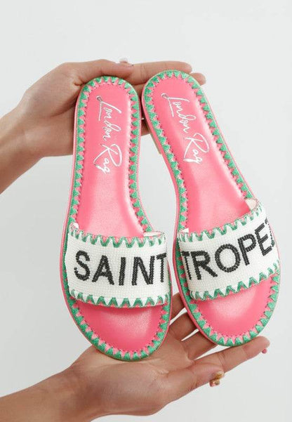 Luxe Getaway Beaded Saint Tropez Flat Slip Ons - Shop Style & More | Fresh Looks, Everyday Deals & Free Shipping