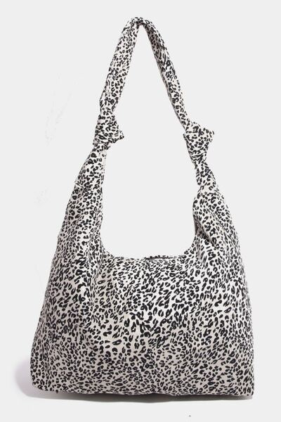 Fame Leopard Knotted Strap Shoulder Bag Ivory One Size Bags