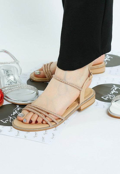 Nobbity Rhinestone Pearl Detail Flat Sandals - Shop Style & More | Fresh Looks, Everyday Deals & Free Shipping