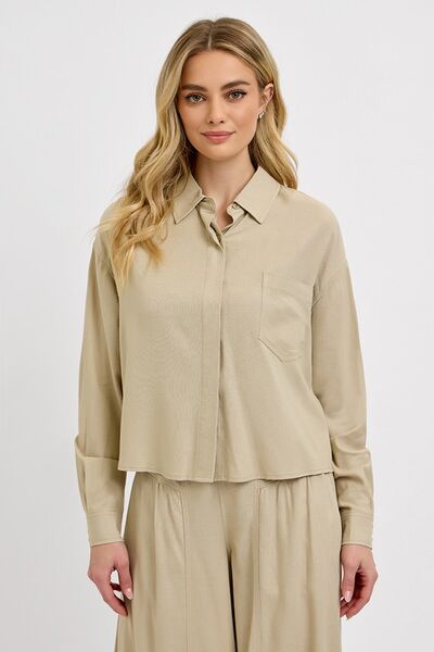 RISEN Button Down Long Sleeve Shirt Blouses