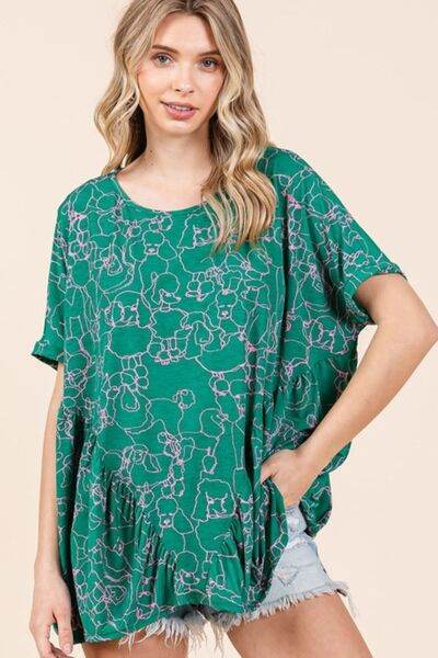 Mittoshop Abstract Print Round Neck Short Sleeve Top - Shop Style & More | Fresh Looks, Everyday Deals & Free Shipping