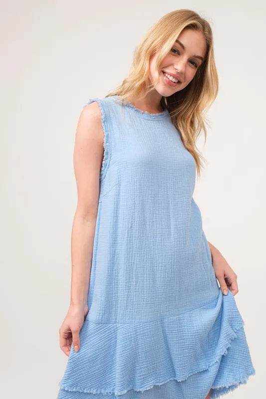 And The Why Washed Fringe Detail Tiered Dress - Shop Style & More | Fresh Looks, Everyday Deals & Free Shipping