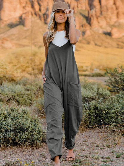 Double Take Full Size Sleeveless V-Neck Pocketed Jumpsuit - Shop Style & More | Fresh Looks, Everyday Deals & Free Shipping
