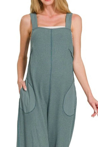 Zenana Knit Waffle Wide Leg Overalls - Shop Style & More | Fresh Looks, Everyday Deals & Free Shipping