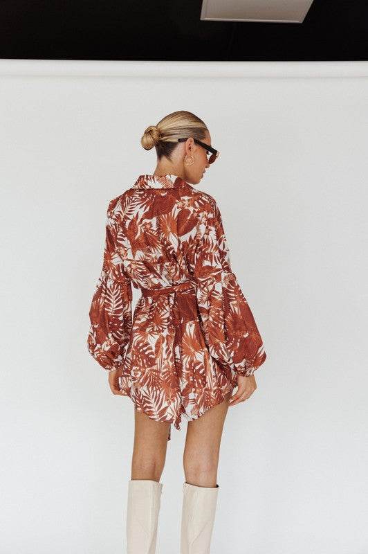 Leaves Print Puff Sleeved Romper - Shop Style & More | Fresh Looks, Everyday Deals & Free Shipping