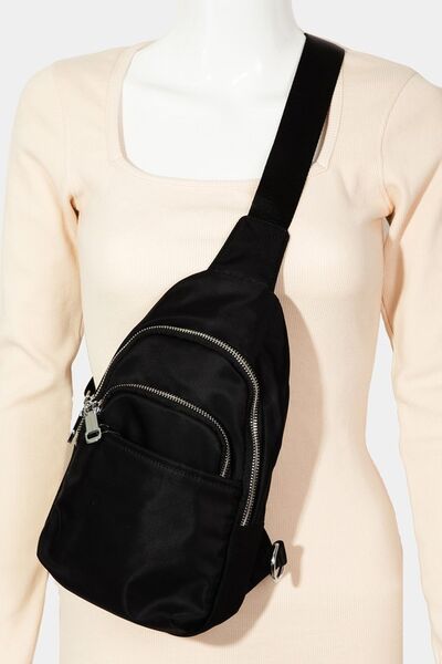 Fame Solid Color Nylon Sling Bag Black One Size Bags