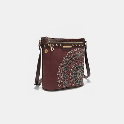 Nicole Lee USA Metallic Stitching Embroidery Inlaid Rhinestone Crossbody Bag Bags