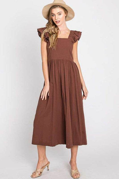 LINEN RUFFLE MID DRESS - Shop Style & More | Fresh Looks, Everyday Deals & Free Shipping