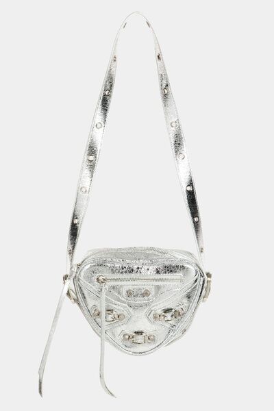 Fame PU Leather Triangle Crossbody Bag Silver One Size Bags