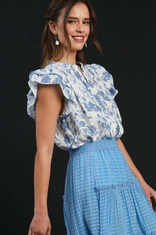 Umgee Full Size Two Tone Boxy Cut Floral Print Plus Size - Shop Style & More | Fresh Looks, Everyday Deals & Free Shipping