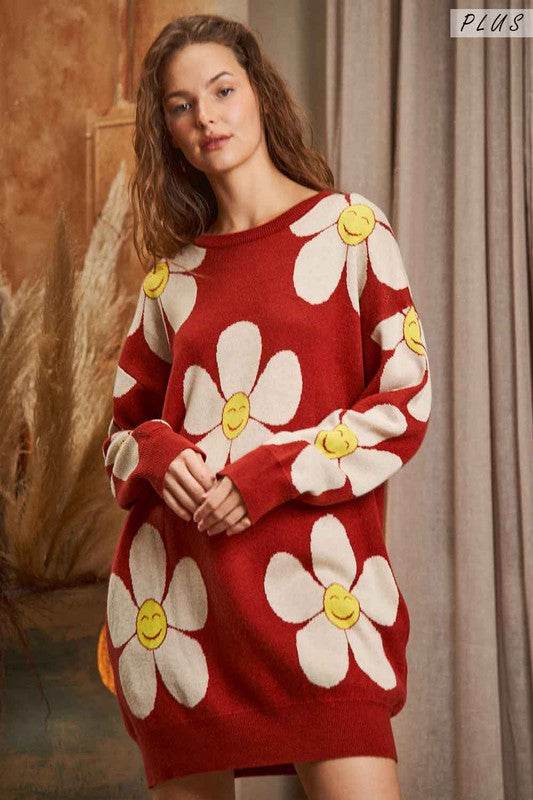 HAPPY FACE PRINT KNIT SWETAER - Shop Style & More | Fresh Looks, Everyday Deals & Free Shipping