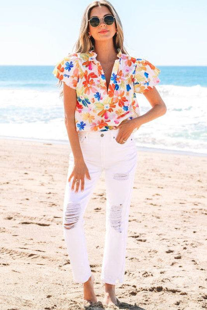 Chelsea Floral Bouquet Flutter Top - Shop Style & More | Fresh Looks, Everyday Deals & Free Shipping
