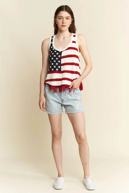 Jade By Jane Full Size American Flag Fringe Tank Top Plus Size - Shop Style & More | Fresh Looks, Everyday Deals & Free Shipping