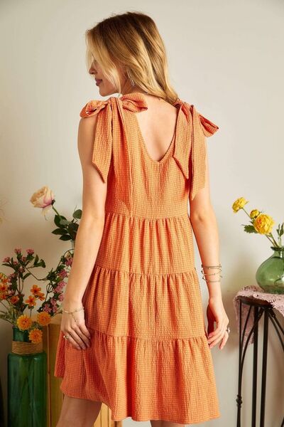 ADORA V-Neck Tie Shoulder Dress Casual Dresses