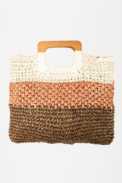 Fame Color Block Double-Use Braided Tote Bag Bags