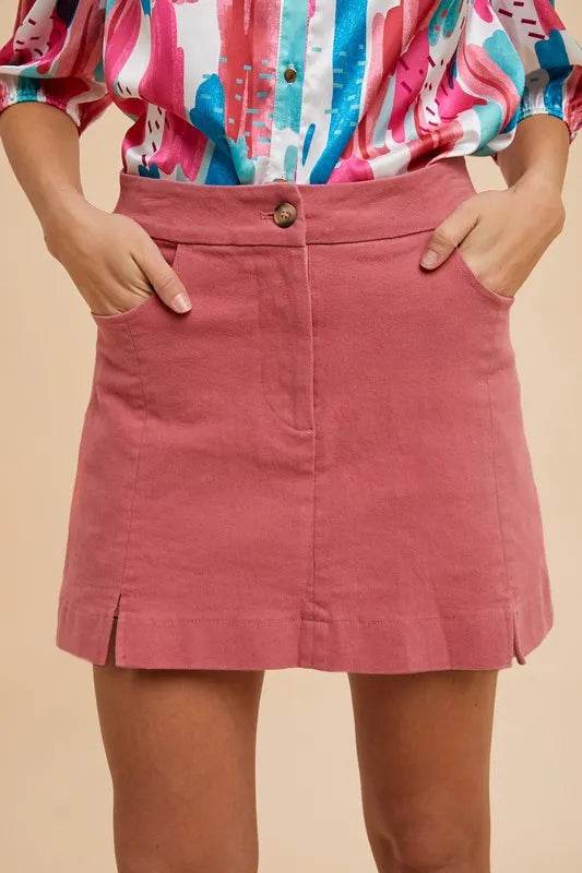 Annie Wear Comfort Stretch Cotton Slit Detailed Mini Skirt - Shop Style & More | Fresh Looks, Everyday Deals & Free Shipping