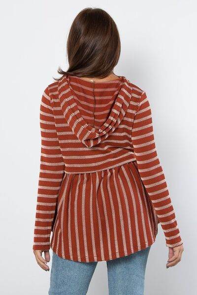 Be Stage Full Size Drawstring Striped Babydoll Hoodie - Shop Style & More | Fresh Looks, Everyday Deals & Free Shipping