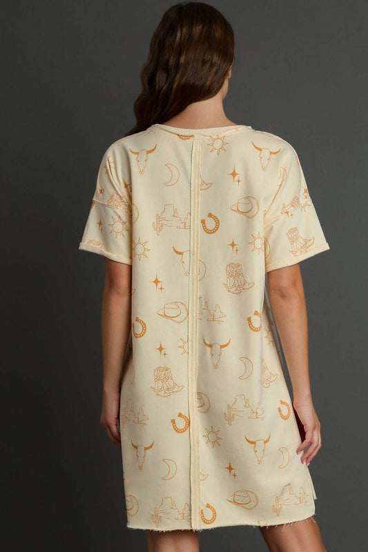 Umgee Full Size French Terry Short Sleeve Round Neck Dress Plus Size - Shop Style & More | Fresh Looks, Everyday Deals & Free Shipping