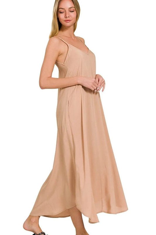 Zenana Woven Arc Hem Cami Dress With Flowy Pockets - Shop Style & More | Fresh Looks, Everyday Deals & Free Shipping