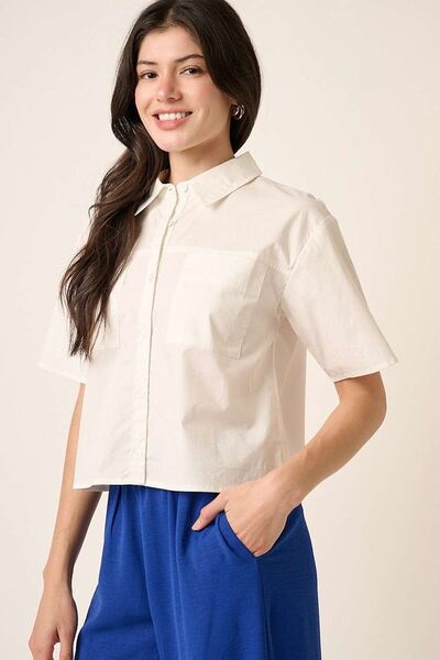 Mittoshop Button Down Short Sleeve Shirt Blouses