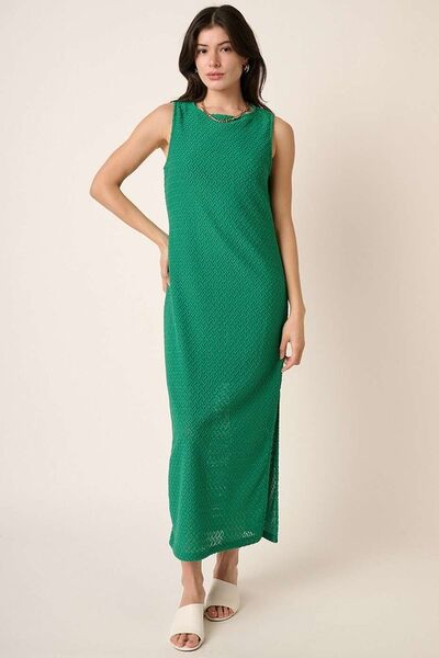 Mittoshop Side Slit Round Neck Sleeveless Dress Kelly Green Casual Dresses