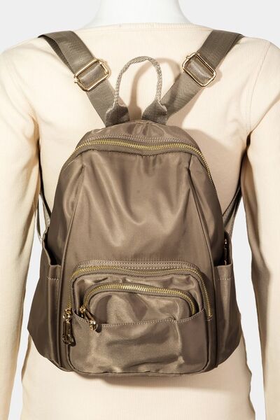 Fame Multi Pocket Nylon Backpack Bag Khaki One Size Bags